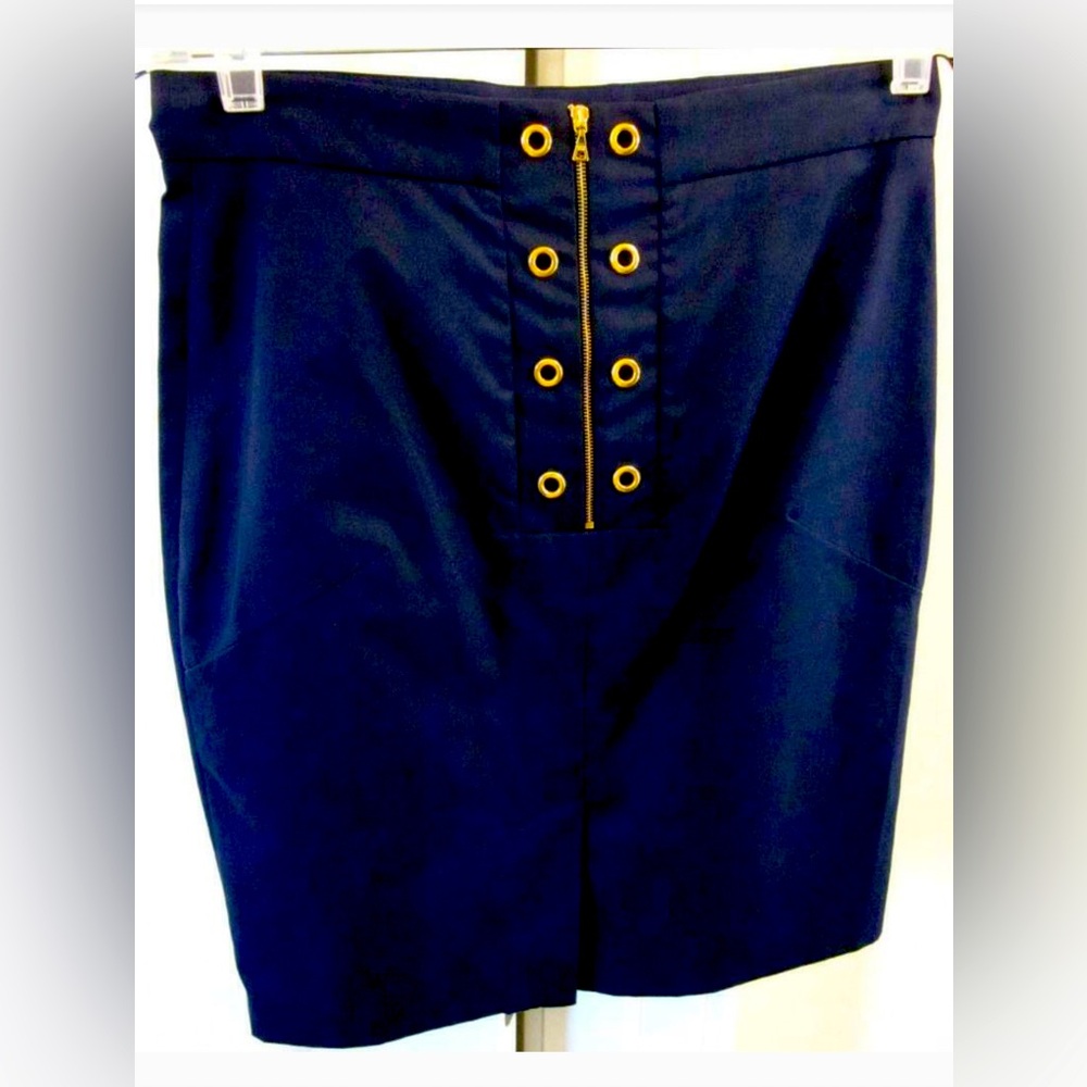 NWOT PRADA Navy Blue Cotton,rear Gold Zipper Skirt..STUNNING/ DISCONTINUED! 🤩